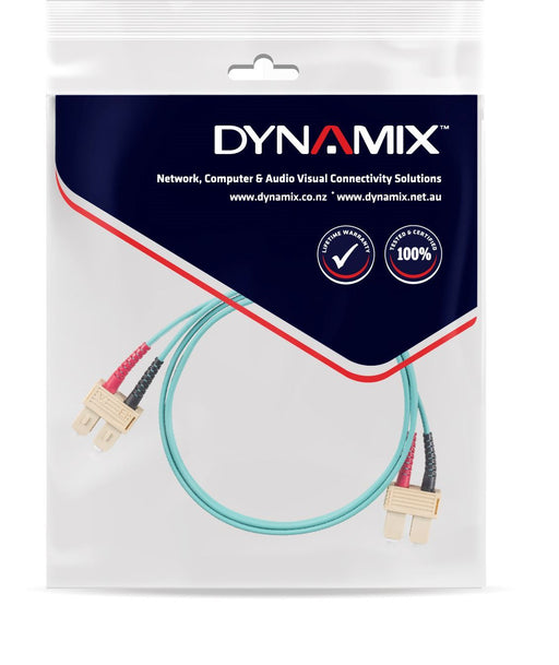 DYNAMIX 15M 50u SC/SC OM3 Fibre Lead (Duplex, Multimode) Aqua LSZH Jacket