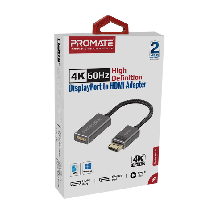 PROMATE DisplayPort to HDMI Adapter Max HDMI Resolution 4K/60Hz, 1080p/60Hz. Sup