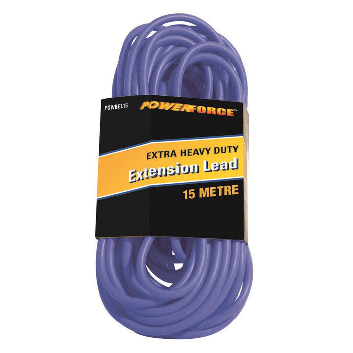 POWERFORCE 15m 15A Extra Heavy Duty Power Extension Lead. 3 Core 1.5mm Cable Po