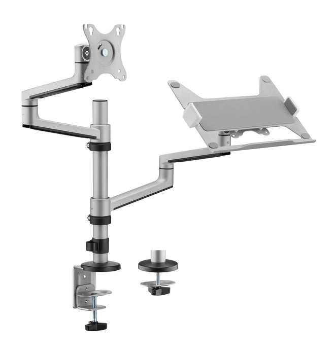 BRATECK 17"-32" Dual  Arm Premium Articulating Monitor Arm & PC Tray. Arm Extens