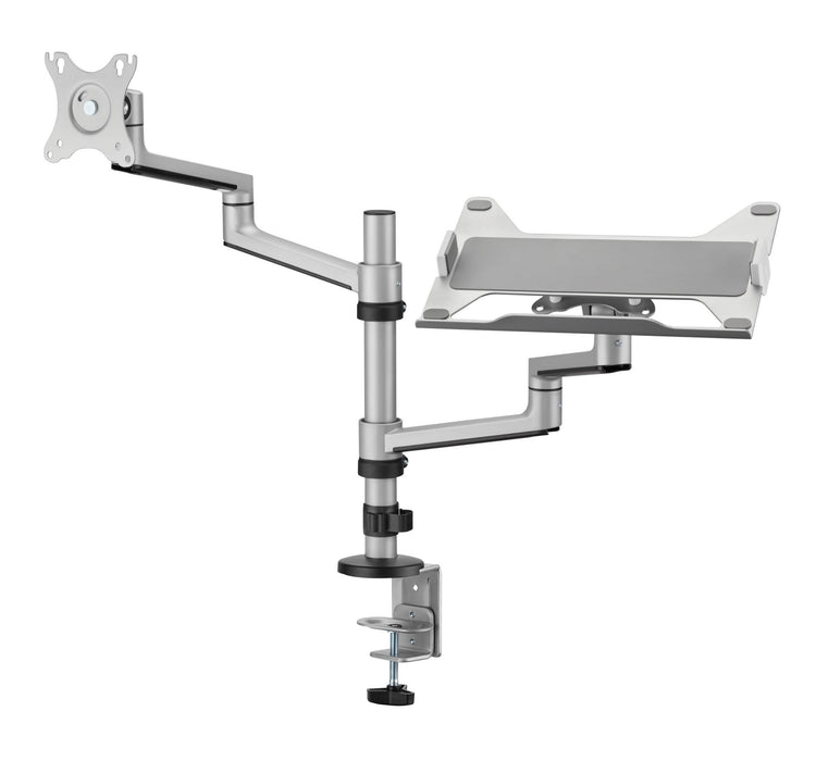 BRATECK 17"-32" Dual  Arm Premium Articulating Monitor Arm & PC Tray. Arm Extens