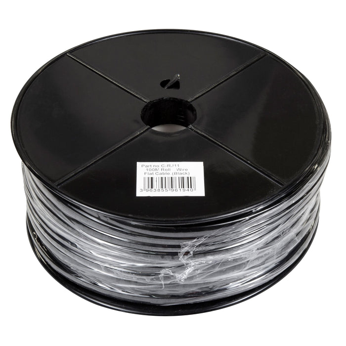 DYNAMIX 100m Roll 6-Wire Flat Cable 28 AWG, Black colour LX2001