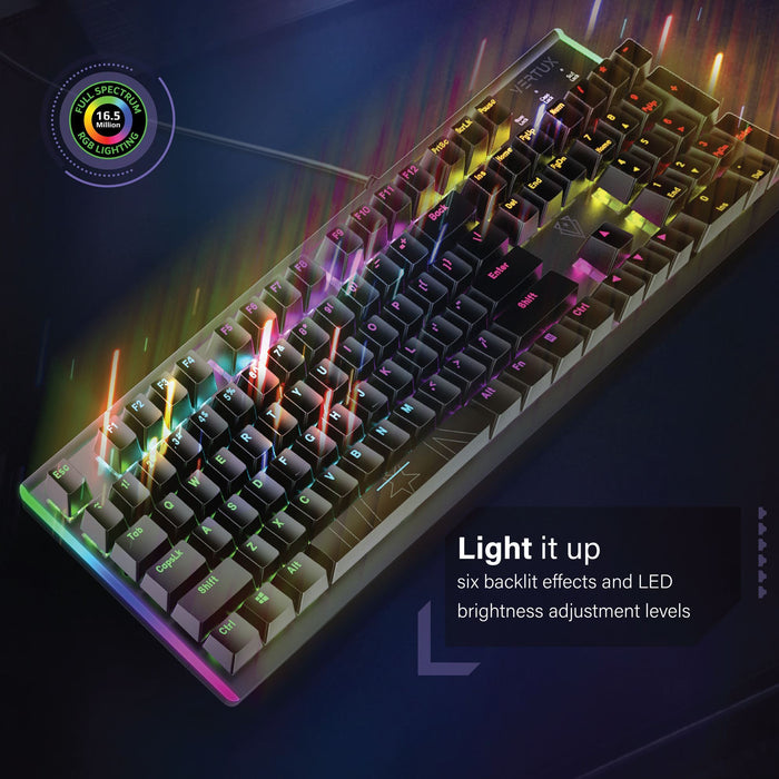 VERTUX High Performance Mechanical Gaming Keyboard with RGB Backlight. Blue Mech