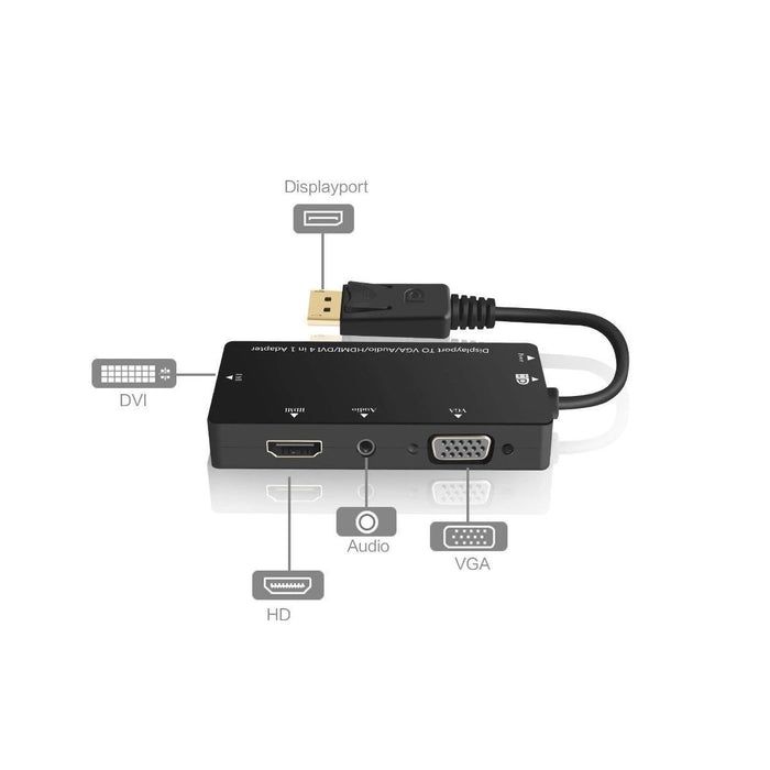 DYNAMIX DisplayPort 4-in-1 Adaptor DisplayPort Male to HDMI, DVI, VGA Female.