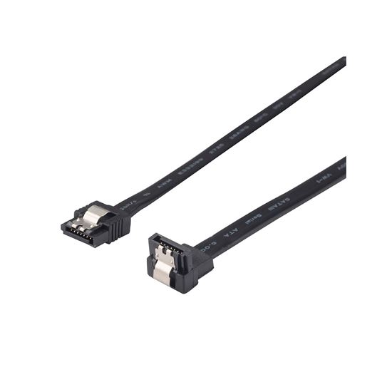 DYNAMIX 1m Right Angled SATA 6Gbs Data Cable with Latch. Black Colour