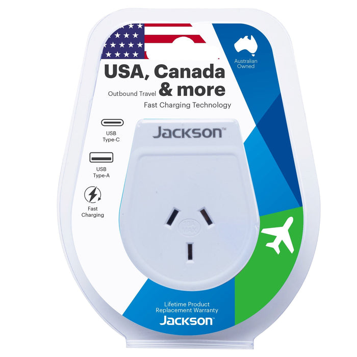 Travel Adaptor USB 1x USB-C  NZ/AUS Plugs for use in USA, Canada & More.