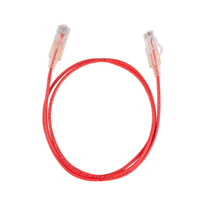 DYNAMIX 0.75m Cat6A 10G Red Ultra-Slim Component Level UTP Patch Lead (30AWG) wi