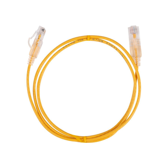 DYNAMIX 1m Cat6A 10G Yellow Ultra-Slim Component Level UTP Patch Lead (30AWG) wi