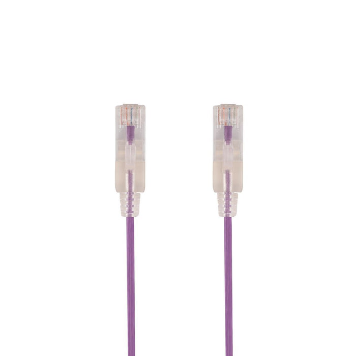 DYNAMIX 0.25m Cat6A 10G Purple Ultra-Slim Component Level UTP Patch Lead (30AWG)