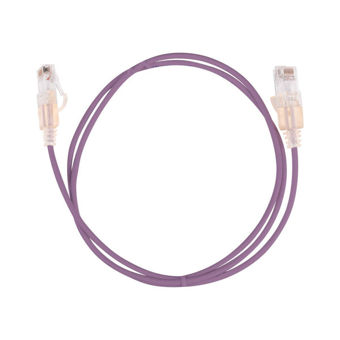 DYNAMIX 1m Cat6A 10G Purple Ultra-Slim Component Level UTP Patch Lead (30AWG) wi