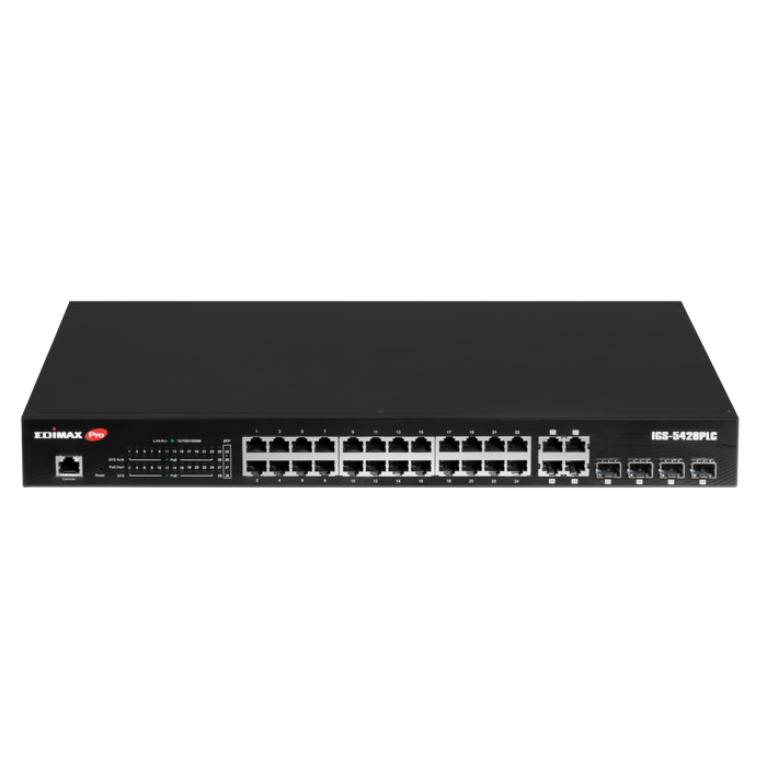 EDIMAX Industrial Surveillance VLAN 28-Port Gigabit PoE+ Web Smart Switch. 24 Gi