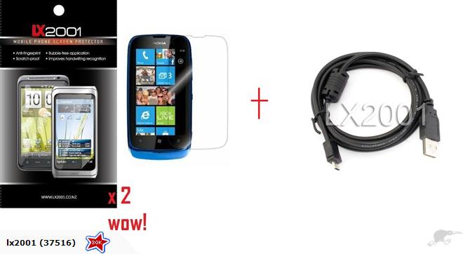 Nokia Lumia 610 Screen Protector + USB PC Cable