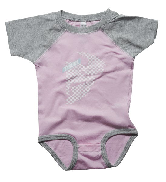 SUPERMINI THOR MX ONESIE  HEAD CHECKED  PINK GREY 12-18 MONTHS