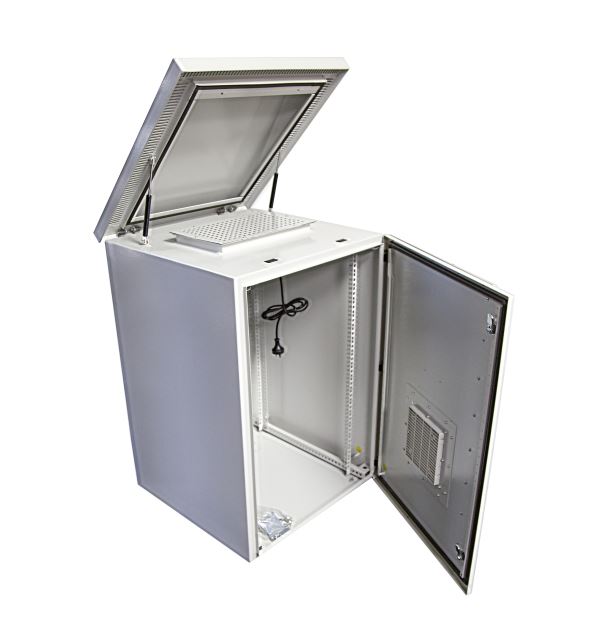 DYNAMIX 12RU Vented Outdoor Wall Mount Cabinet. Ext Dims 611x 425x640. IP45 rate