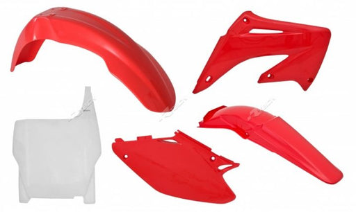 PLASTIC KIT RTECH FRONT&amp; REAR FENDERS SIDEPANELS &amp; RADIATOR SHROUDS&amp; FRONT NUMBERPLATE CR125R CR250R