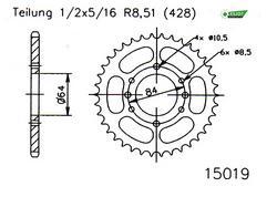 SPROCKET REAR PSYCHIC SUZUKI RM12575-77 TS100 73-82 TF100 81-85 TS125 75-82 DR125S 80-00 DR125 82-00